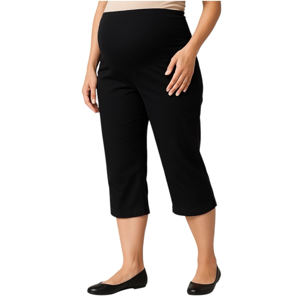 Motherhood Maternity Secret Fit Belly Black Capri Pants Medium Stretch Cotton